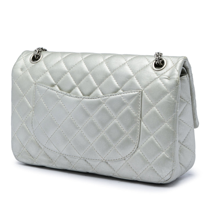 Chanel Matelassé Métallisé Reissue 2.55 Double rabat 226 Cuir d'agneau Argenté
