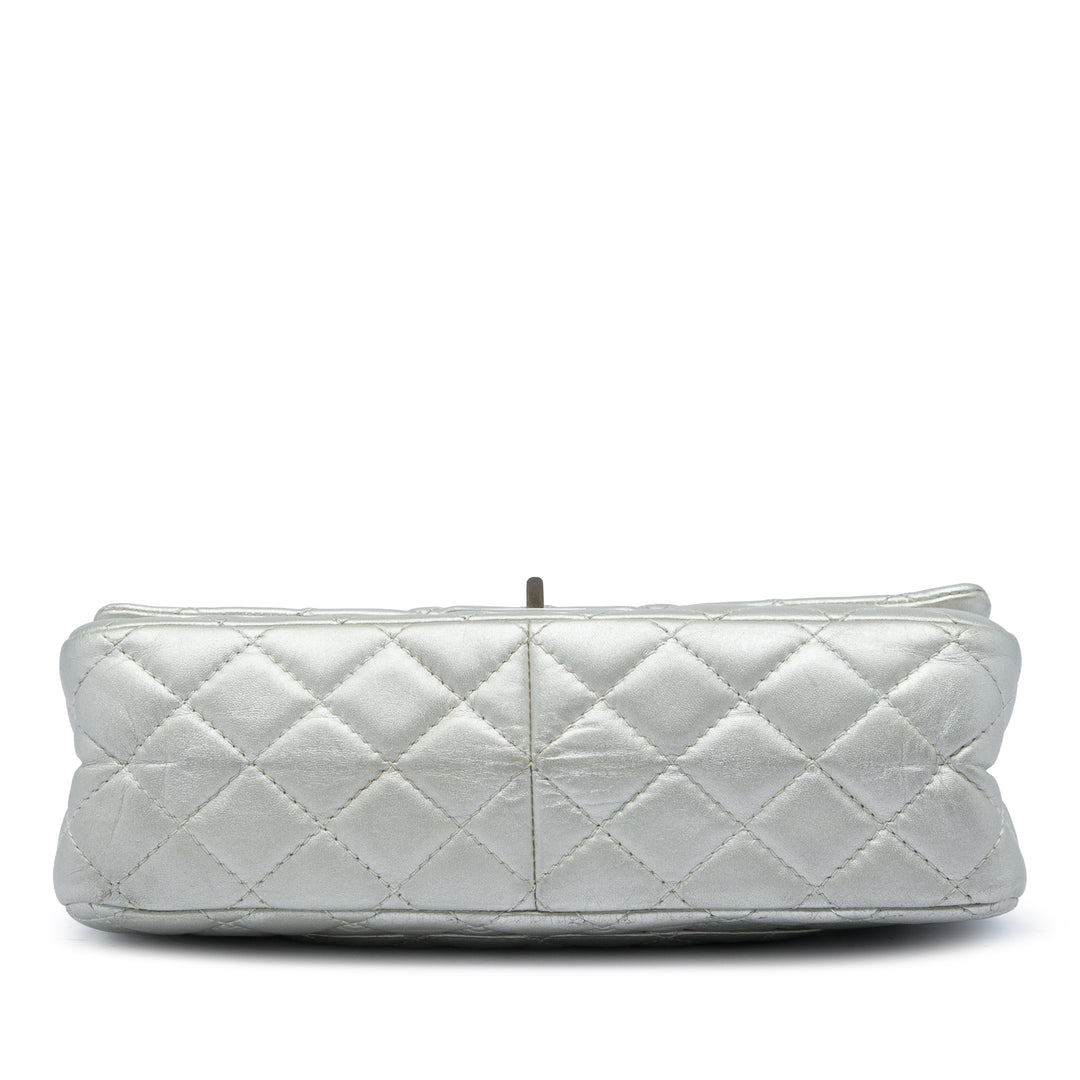Chanel Matelassé Métallisé Reissue 2.55 Double rabat 226 Cuir d'agneau Argenté