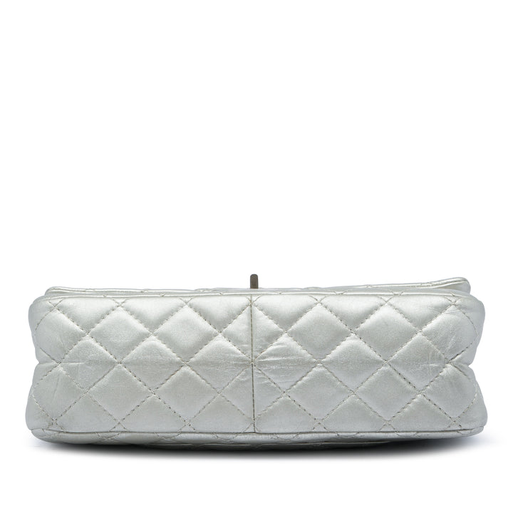 Chanel Matelassé Métallisé Reissue 2.55 Double rabat 226 Cuir d'agneau Argenté