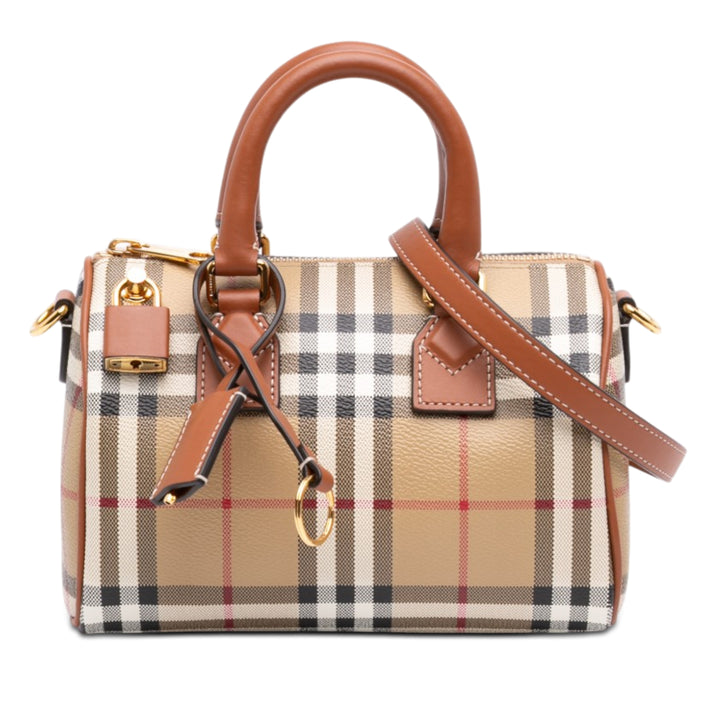 Burberry Mini House Check Coated Toile Bowling Sac