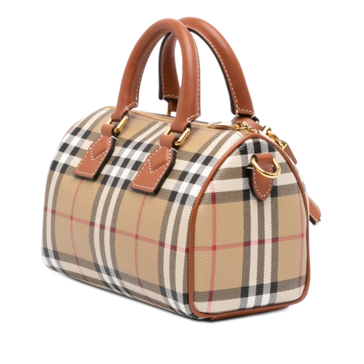 Burberry Mini House Check Coated Toile Bowling Sac