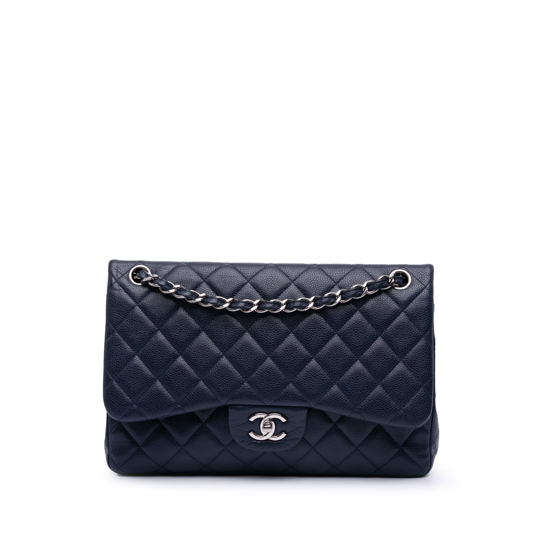 Medium Classic Caviar Double Flap Blue - Gaby Paris