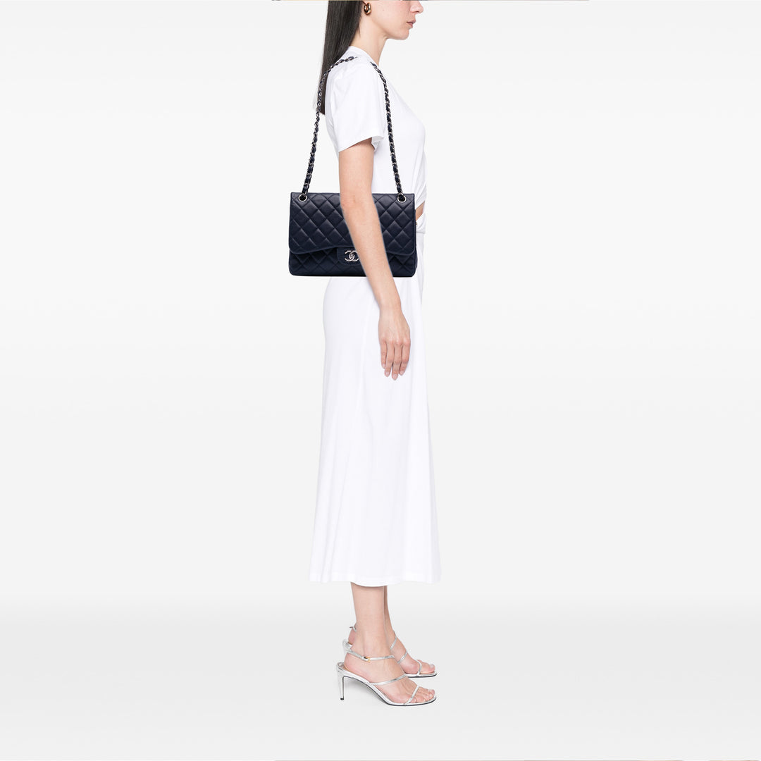 Medium Classic Caviar Double Flap Blue - Gaby Paris