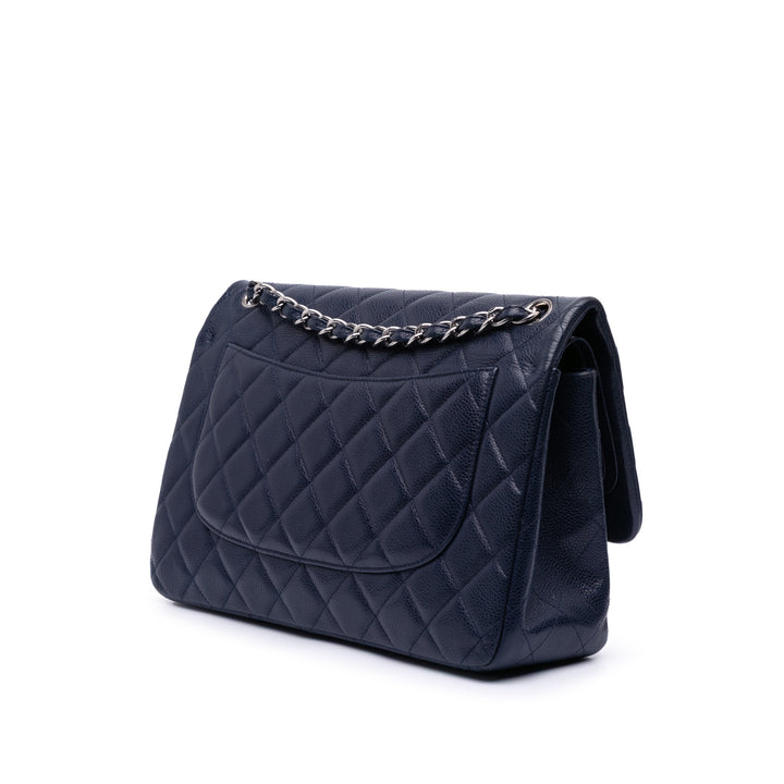 Medium Classic Caviar Double Flap Blue - Gaby Paris