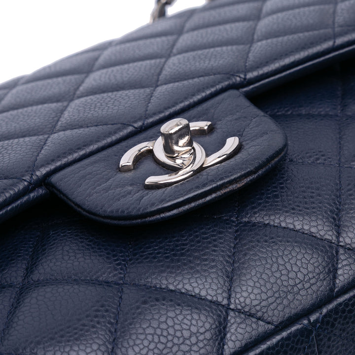 Medium Classic Caviar Double Flap Blue - Gaby Paris