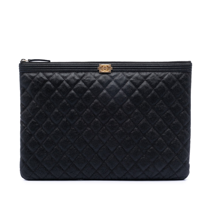 Chanel Large Matelassé Caviar Boy O Étui Pochette