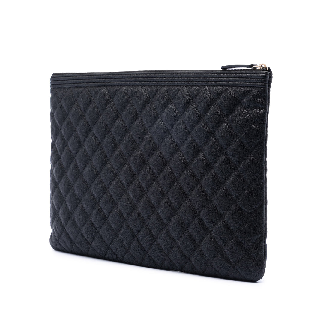 Chanel Large Matelassé Caviar Boy O Étui Pochette