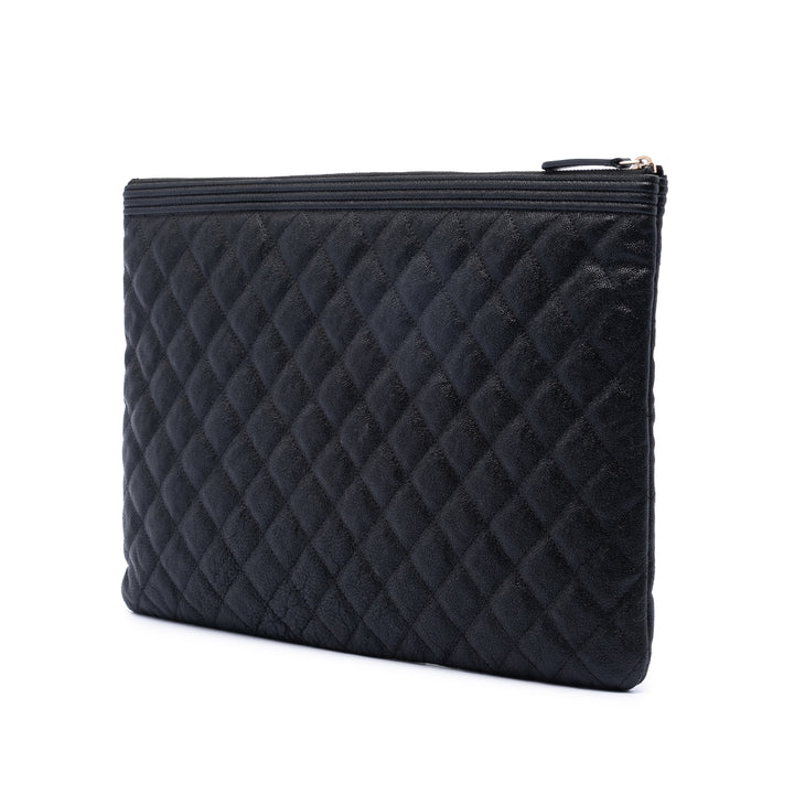 Chanel Large Matelassé Caviar Boy O Étui Pochette