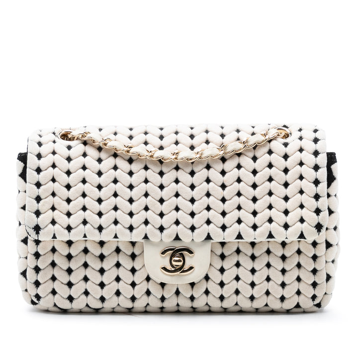 Chanel Medium Cuir de veau et Laine Knit Simple rabat