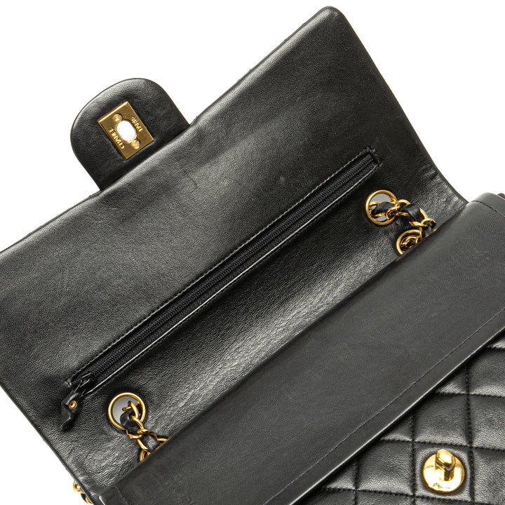 Medium Classic Lambskin Double Flap Black - Gaby Paris