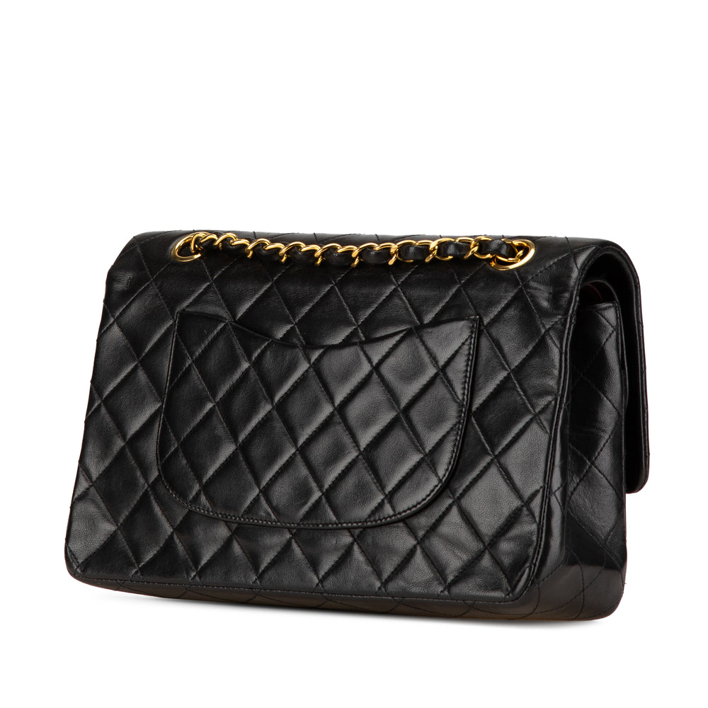 Medium Classic Lambskin Double Flap Black - Gaby Paris