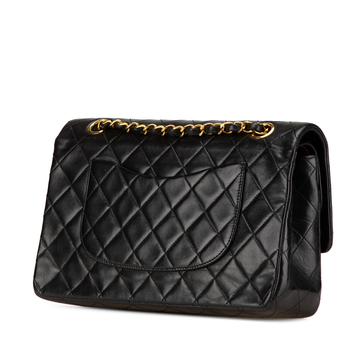 Medium Classic Lambskin Double Flap Black - Gaby Paris