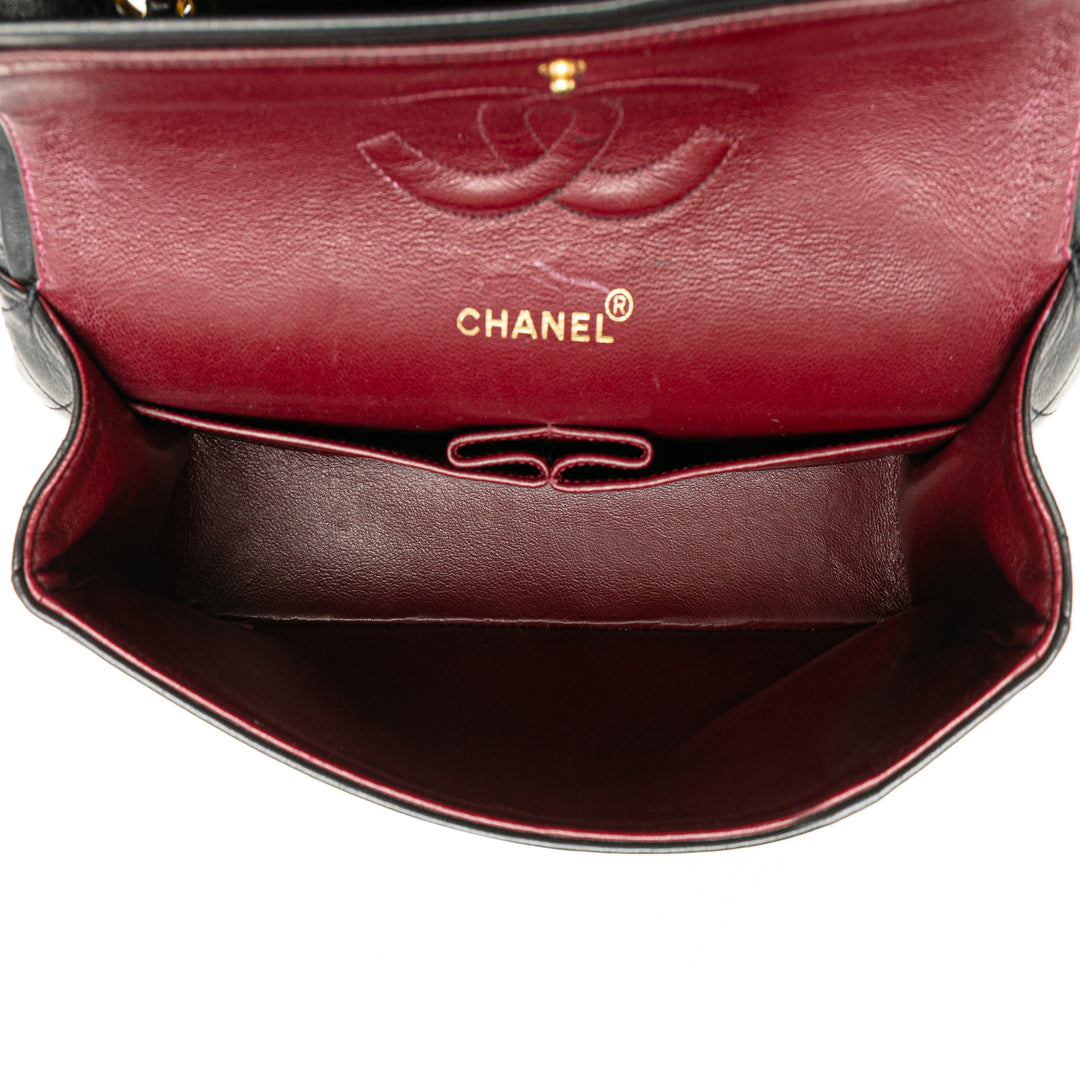Medium Classic Lambskin Double Flap Black - Gaby Paris