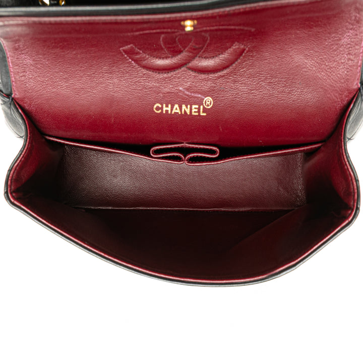 Medium Classic Lambskin Double Flap Black - Gaby Paris