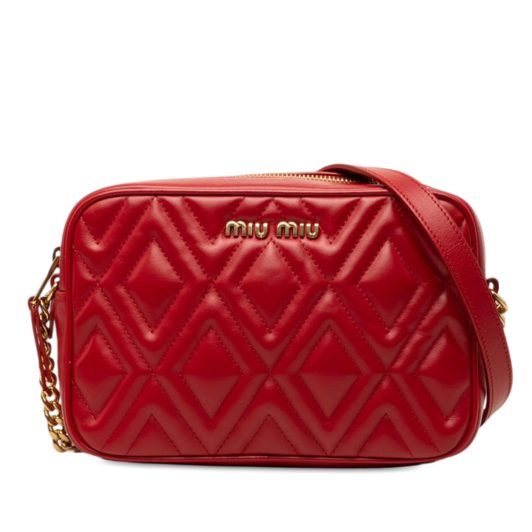 Matelasse Chaîne Sac caméra nappa Rouge