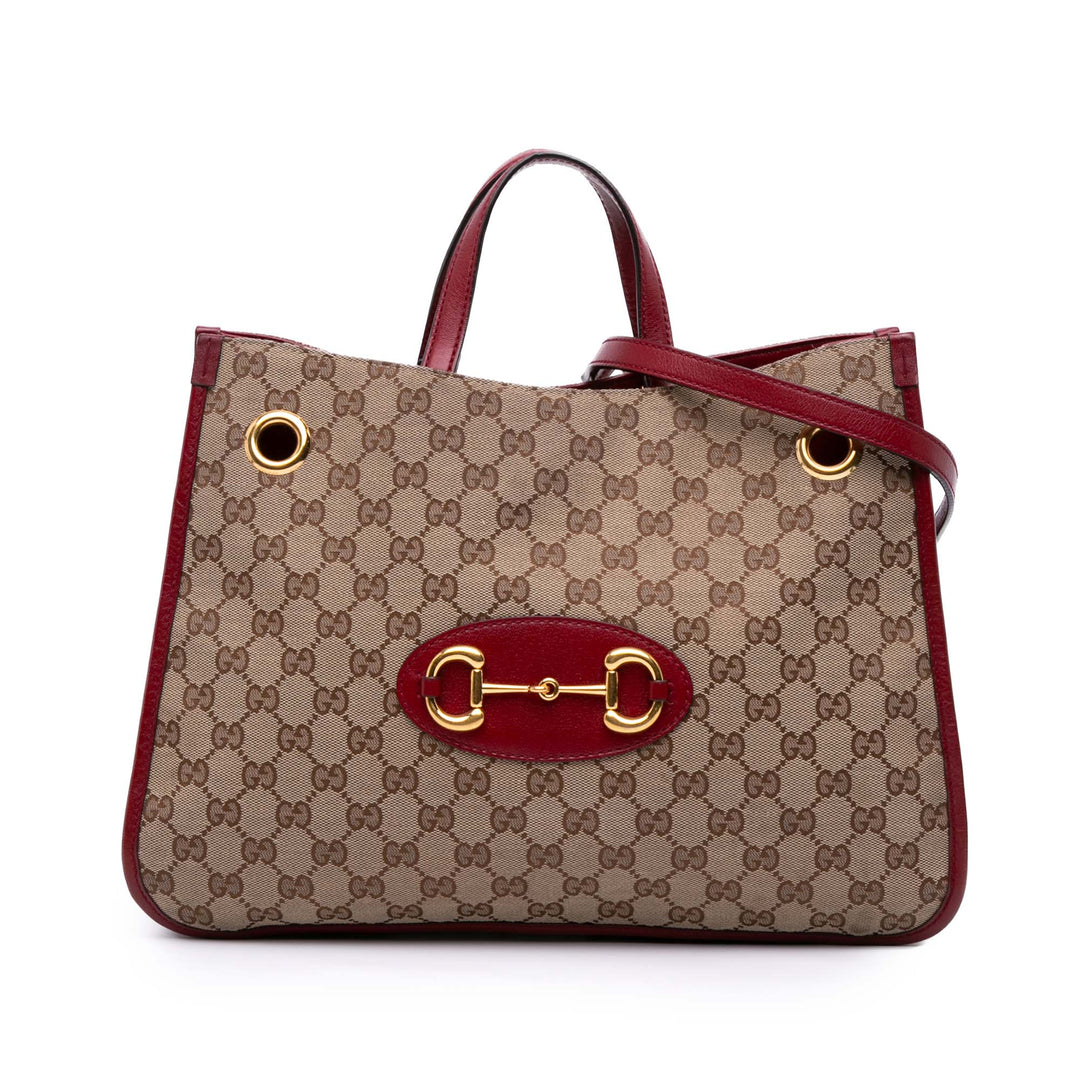 Gucci Medium GG Toile Horsebit 1955 Chain Cabas Marron – GABY PARIS Authentique