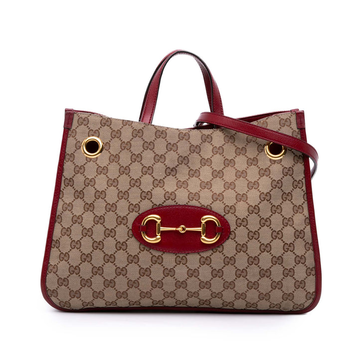 Gucci Medium GG Toile Horsebit 1955 Chain Cabas Marron – GABY PARIS Authentique