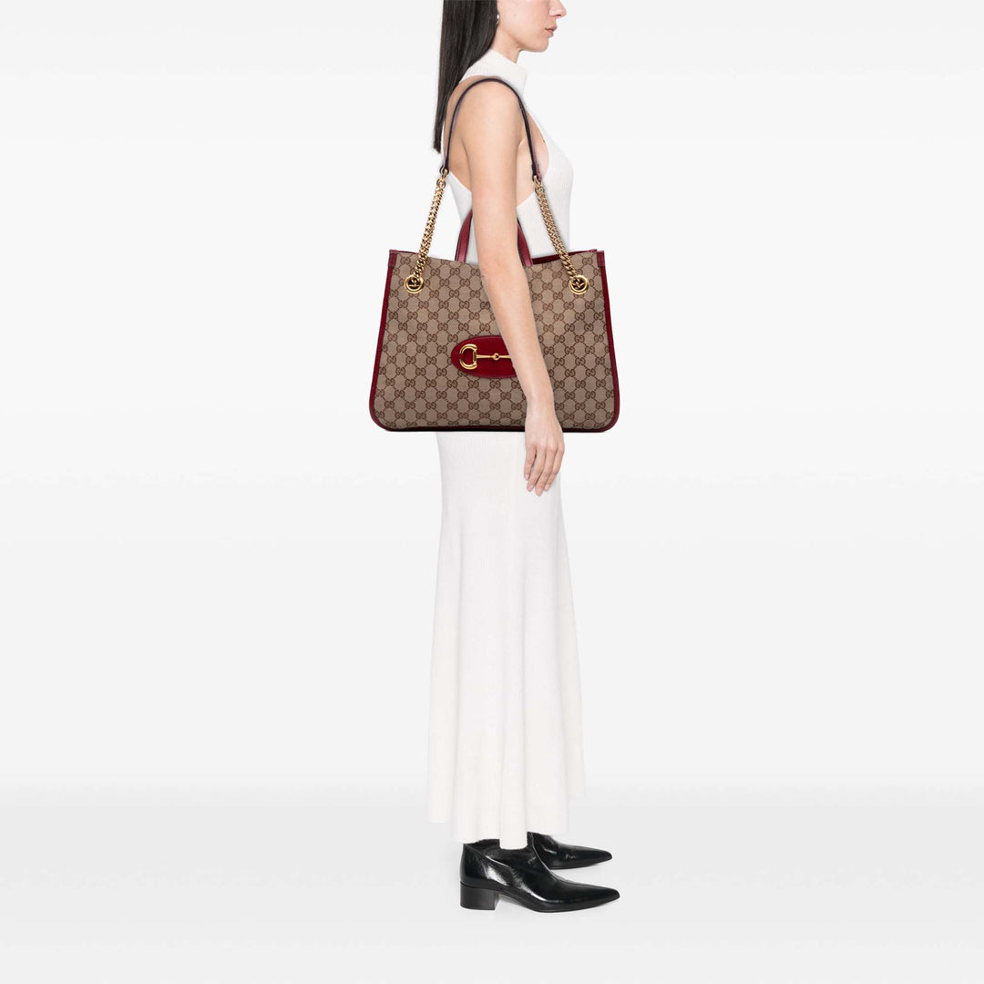 Gucci Medium GG Toile Horsebit 1955 Chain Cabas Marron – GABY PARIS Authentique