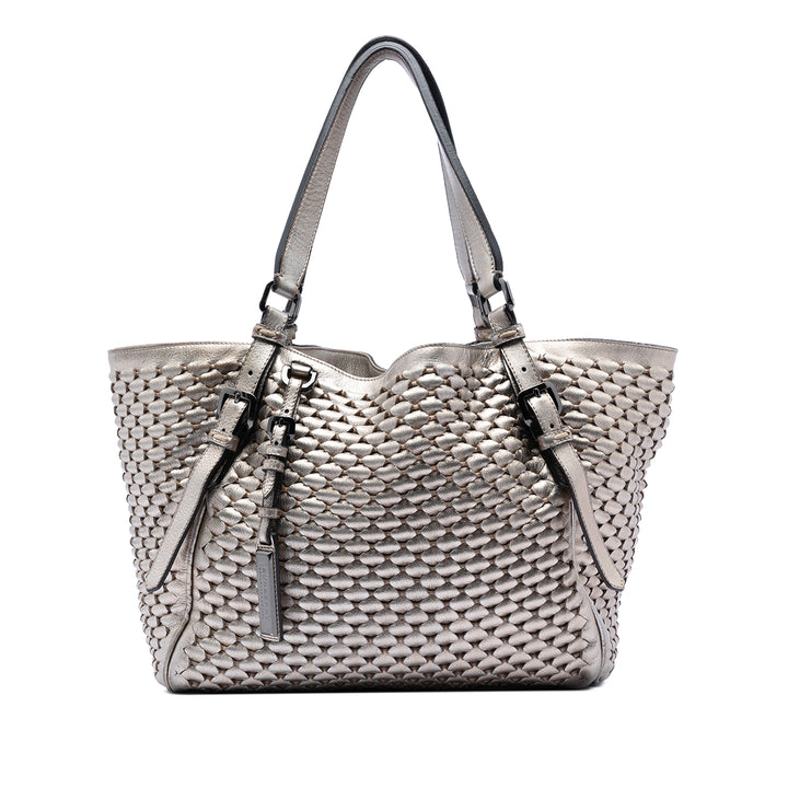 Burberry Metallic Woven Cuir Cabas