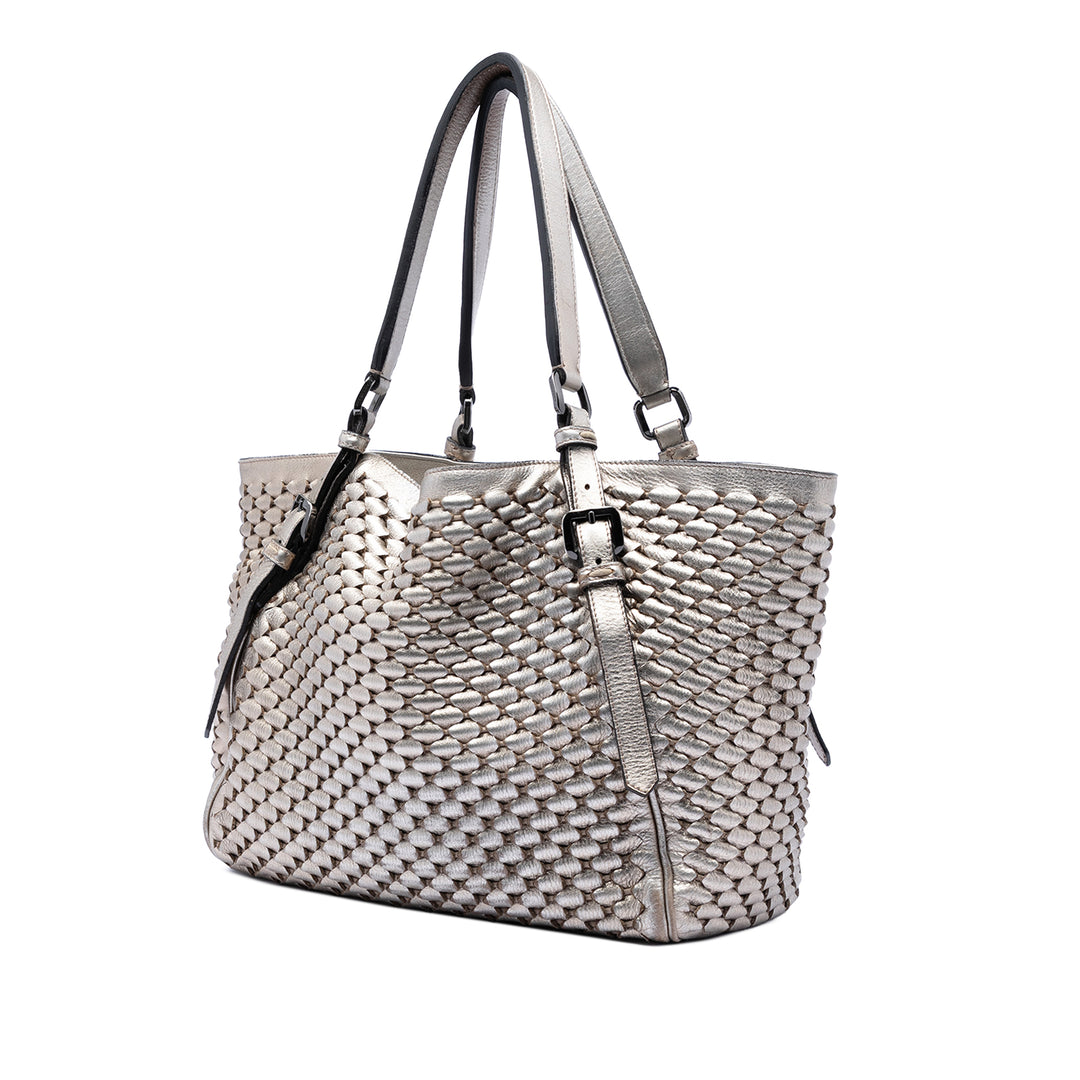Burberry Metallic Woven Cuir Cabas