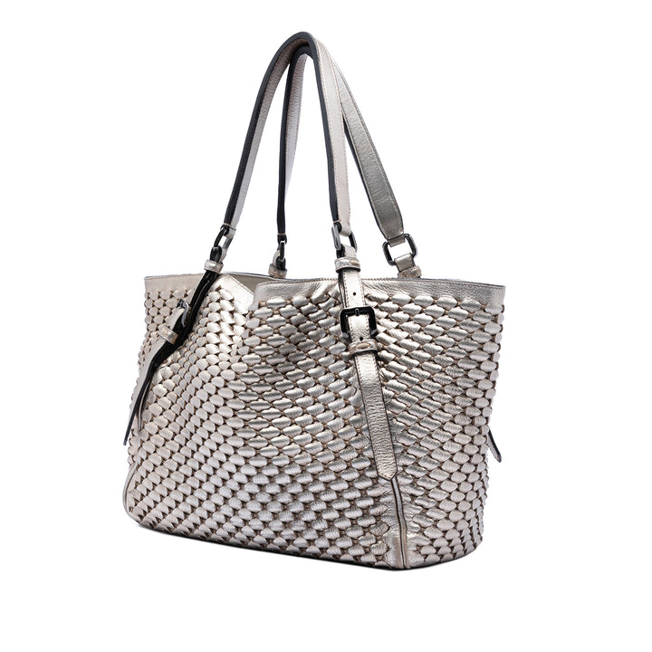 Burberry Metallic Woven Cuir Cabas