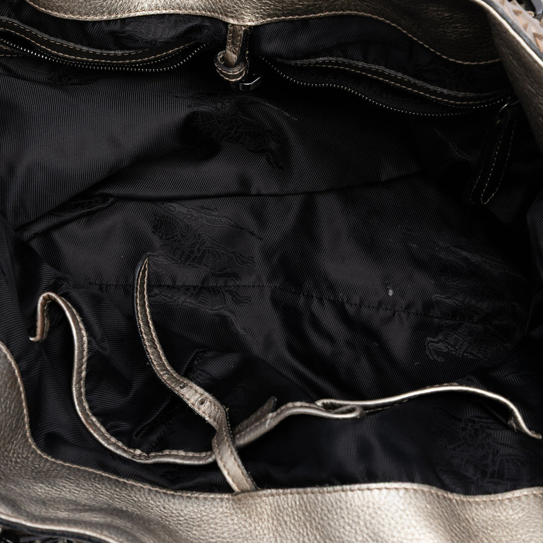 Burberry Metallic Woven Cuir Cabas