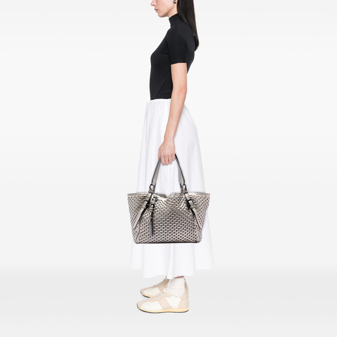 Burberry Metallic Woven Cuir Cabas