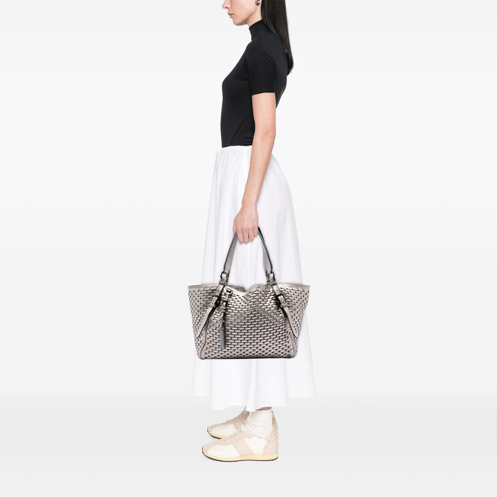 Burberry Metallic Woven Cuir Cabas