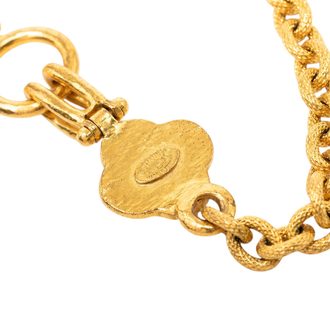 CC plaqué Gripoix Clover Pendant Collier Doré