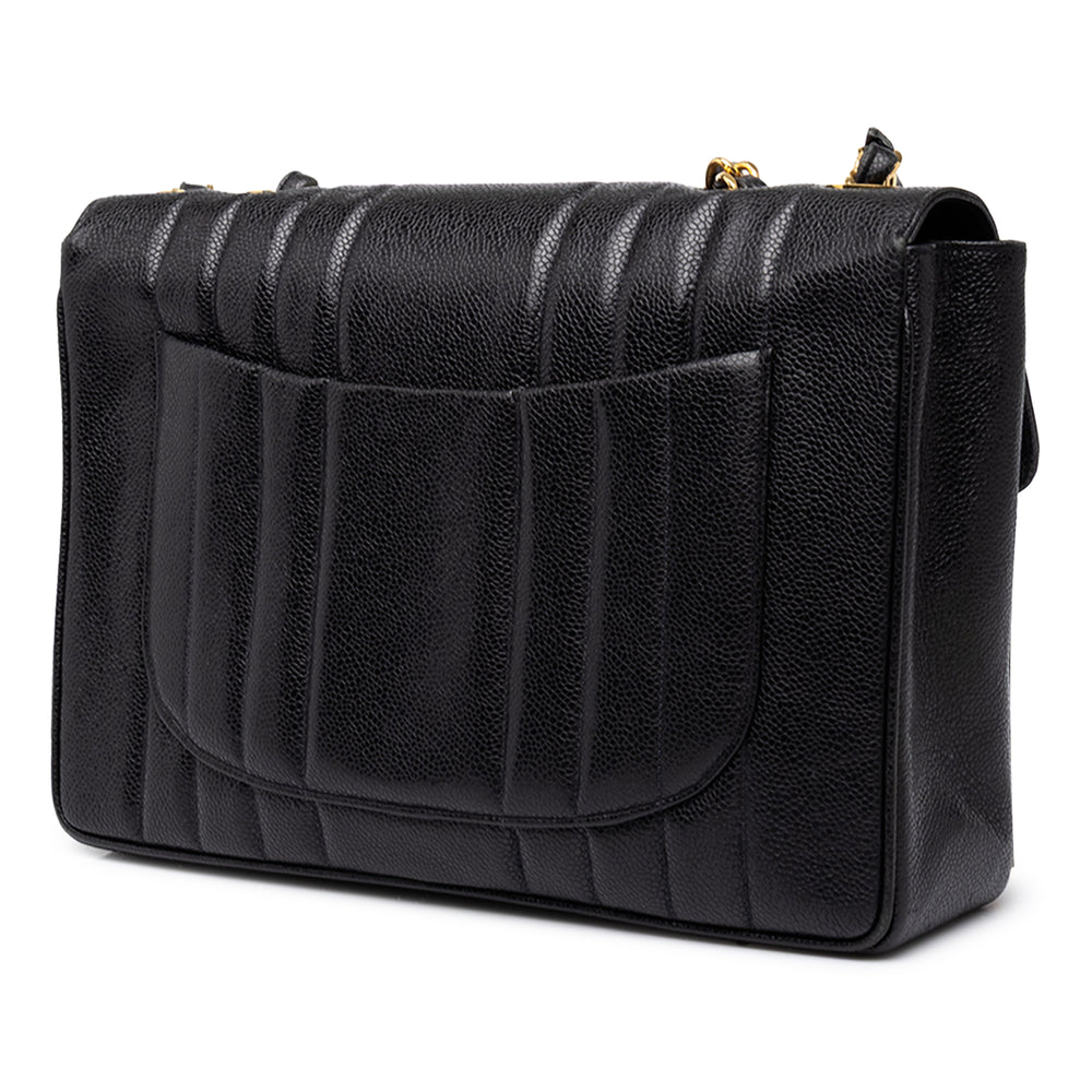 Chanel Sac porté épaule Mademoiselle à rabat Jumbo Cuir caviar Noir – vue 2 – GABY PARIS