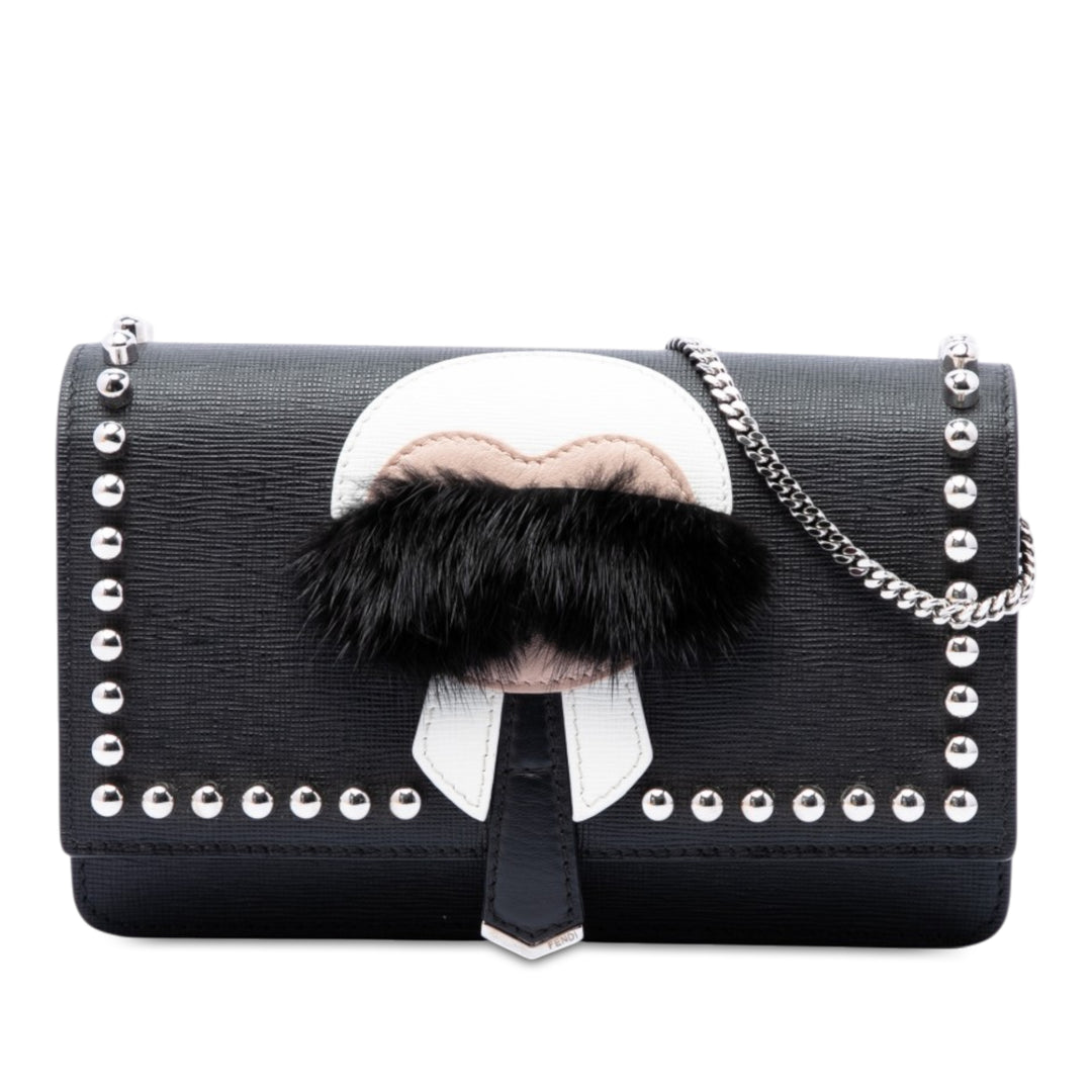 Fendi Sac bandoulière clouté Karlito Wallet on Chain Noir – vue principale – GABY PARIS