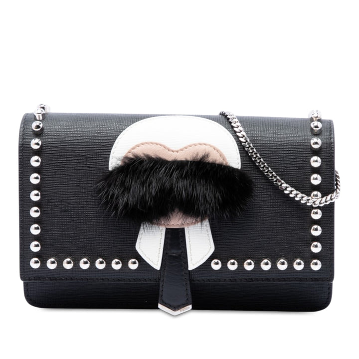 Fendi Sac bandoulière clouté Karlito Wallet on Chain Noir – vue principale – GABY PARIS