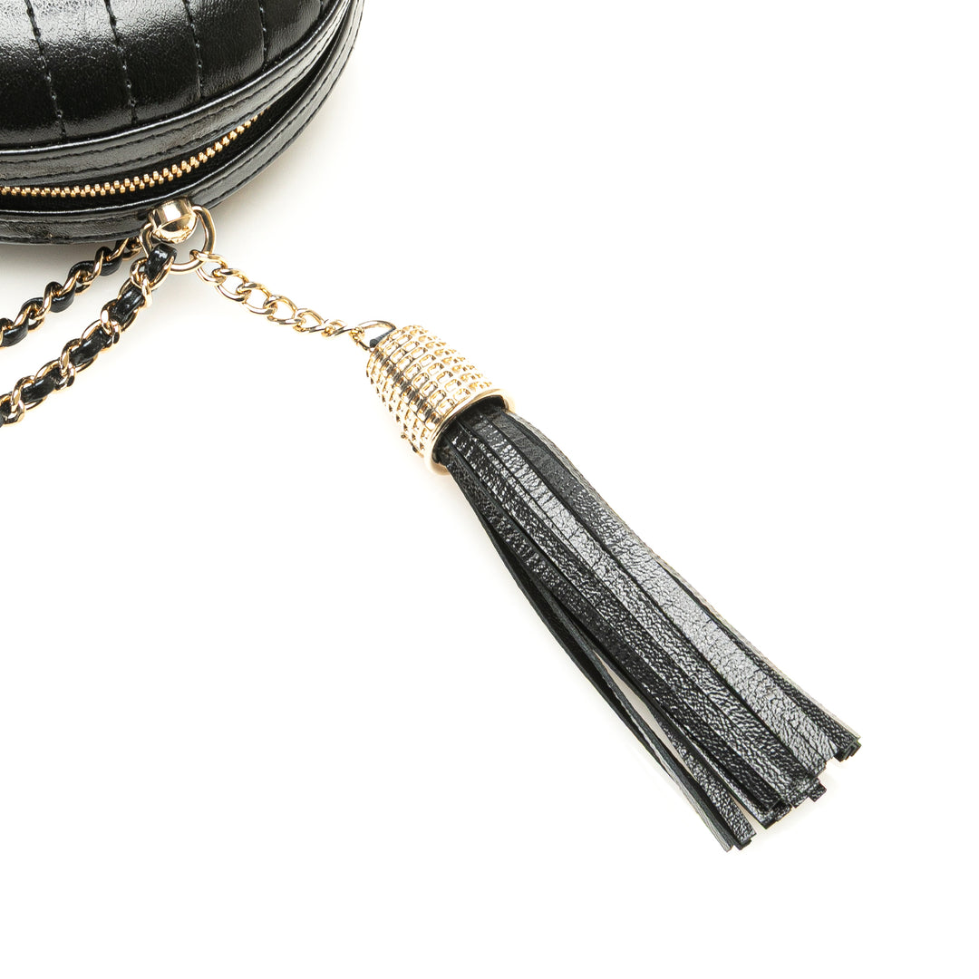 Chevron Lambskin La Pausa Evening Bag Black - Gaby Paris