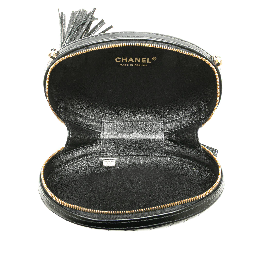Chevron Lambskin La Pausa Evening Bag Black - Gaby Paris
