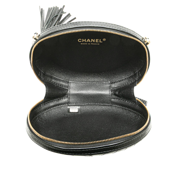 Chevron Lambskin La Pausa Evening Bag Black - Gaby Paris