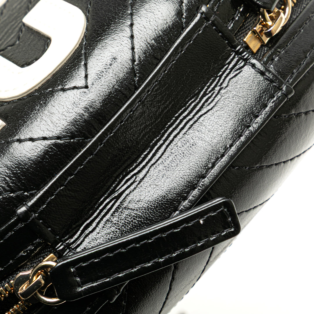 Chevron Lambskin La Pausa Evening Bag Black - Gaby Paris