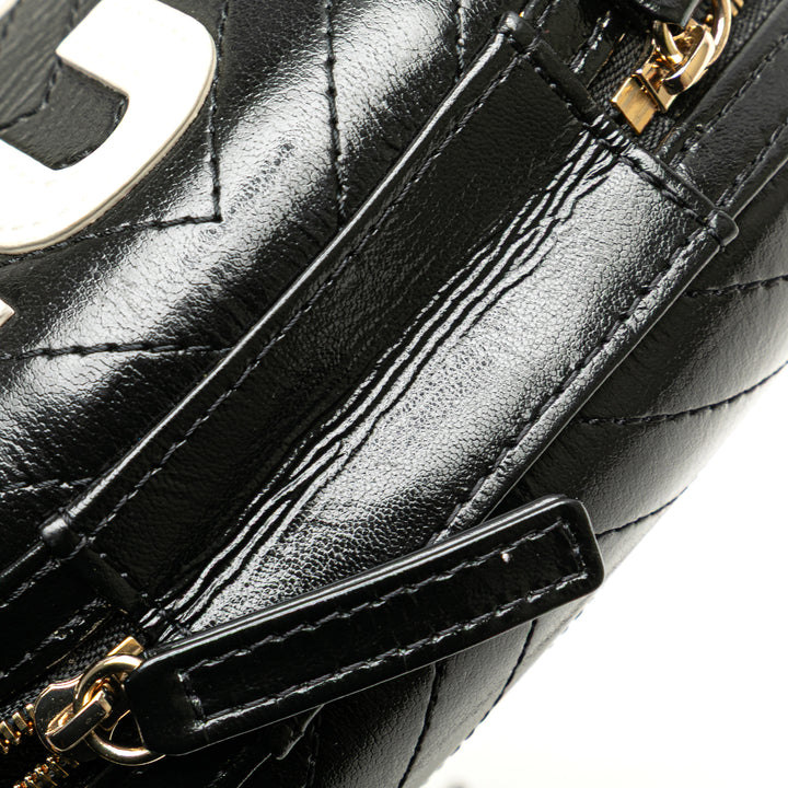 Chevron Lambskin La Pausa Evening Bag Black - Gaby Paris