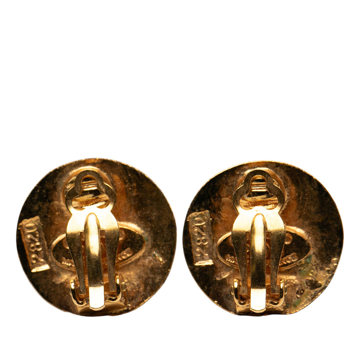 Chanel plaqué CC Rond Clip On Boucles d’oreilles