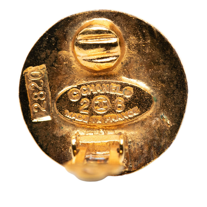 Chanel plaqué CC Rond Clip On Boucles d’oreilles