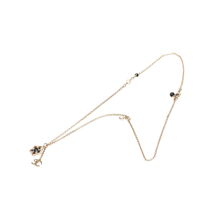 Chanel CC plaqué Strass Perles fantaisie Flower Pendant Collier