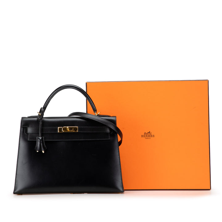 Box Calf Kelly II Sellier 32 Black - Gaby Paris