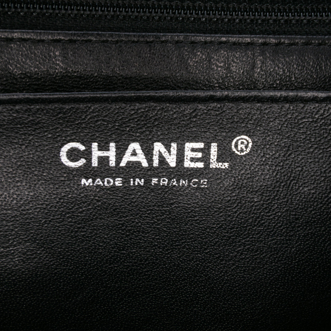 Jumbo Perforated Lambskin Single Flap Black - Gaby Paris