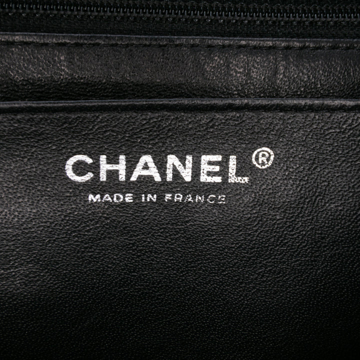 Jumbo Perforated Lambskin Single Flap Black - Gaby Paris