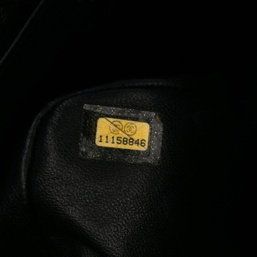 Jumbo Perforated Lambskin Single Flap Black - Gaby Paris