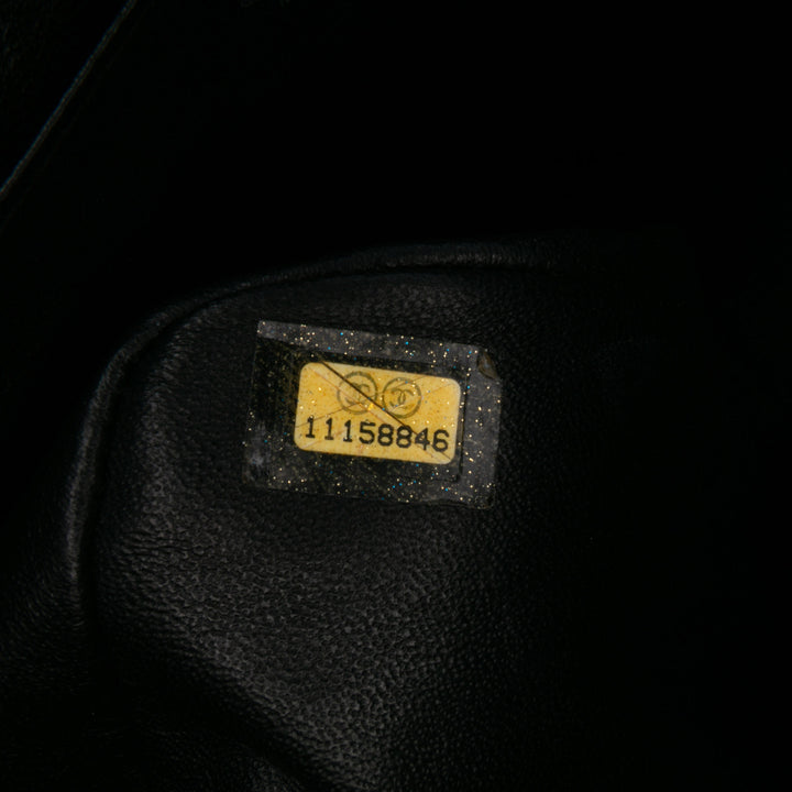 Jumbo Perforated Lambskin Single Flap Black - Gaby Paris