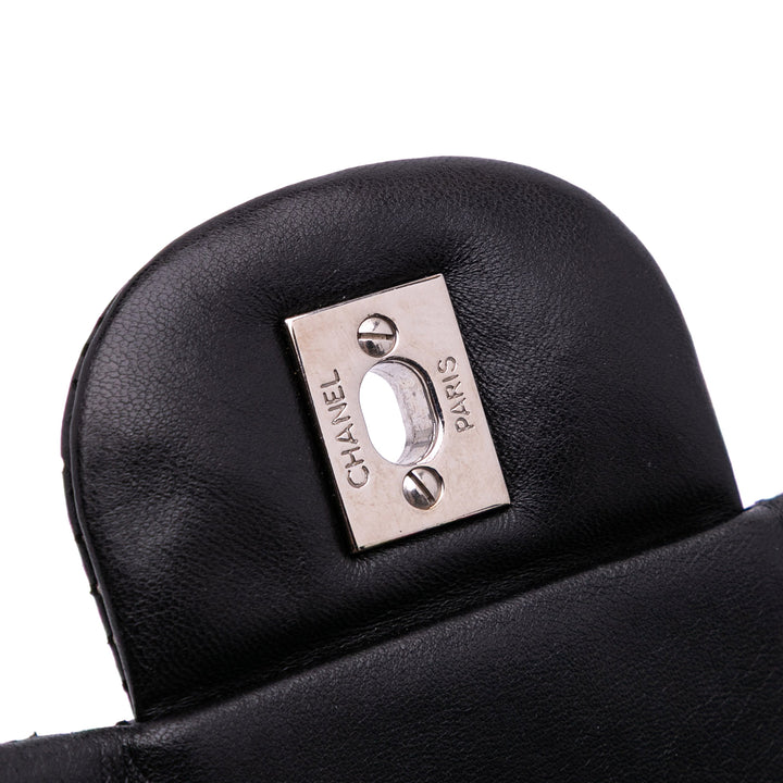 Jumbo Perforated Lambskin Single Flap Black - Gaby Paris