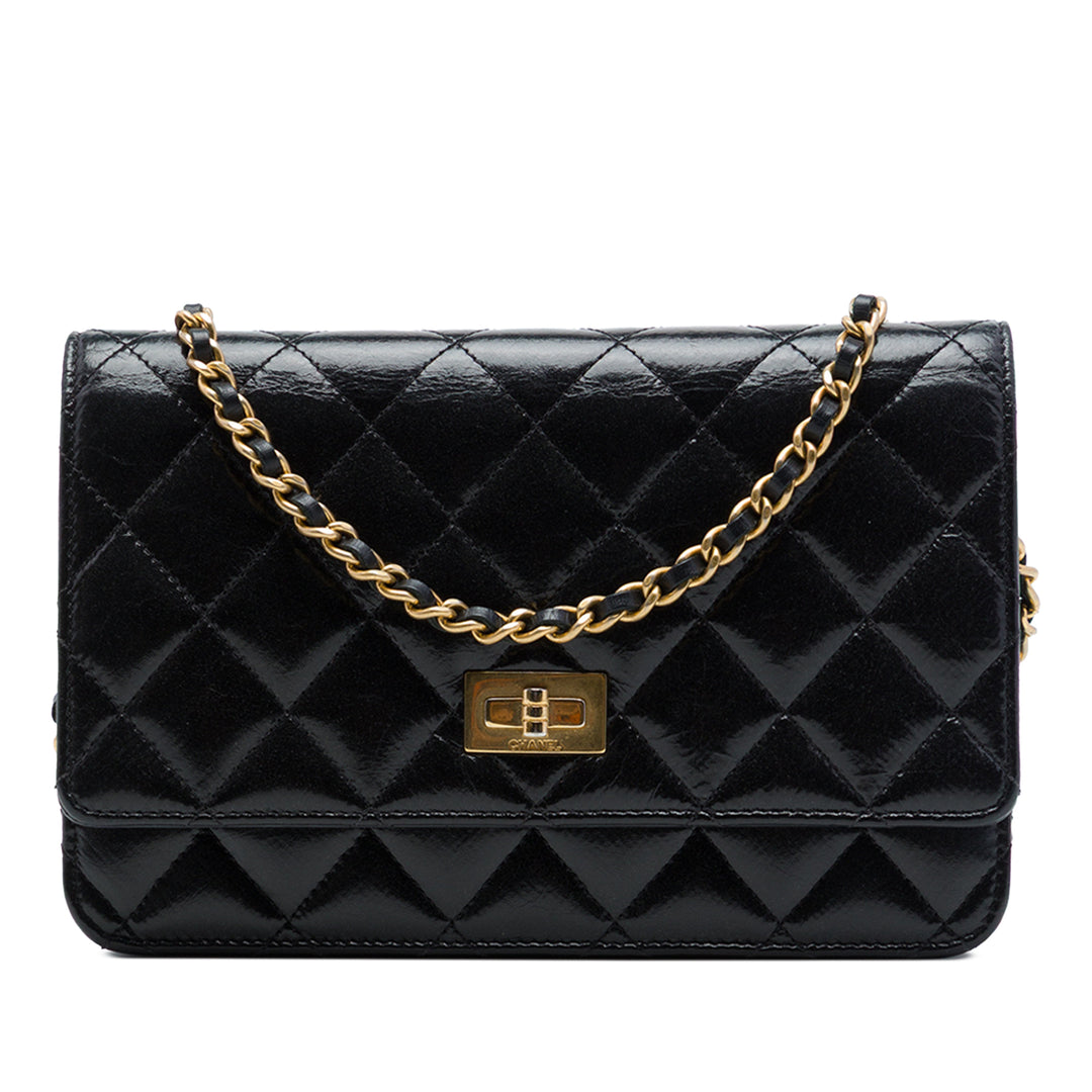 Matelassé vieilli Reissue 2.55 Wallet on Chain Cuir de veau Noir