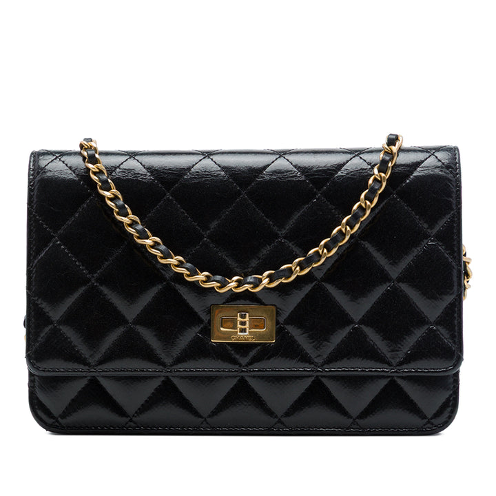 Matelassé vieilli Reissue 2.55 Wallet on Chain Cuir de veau Noir