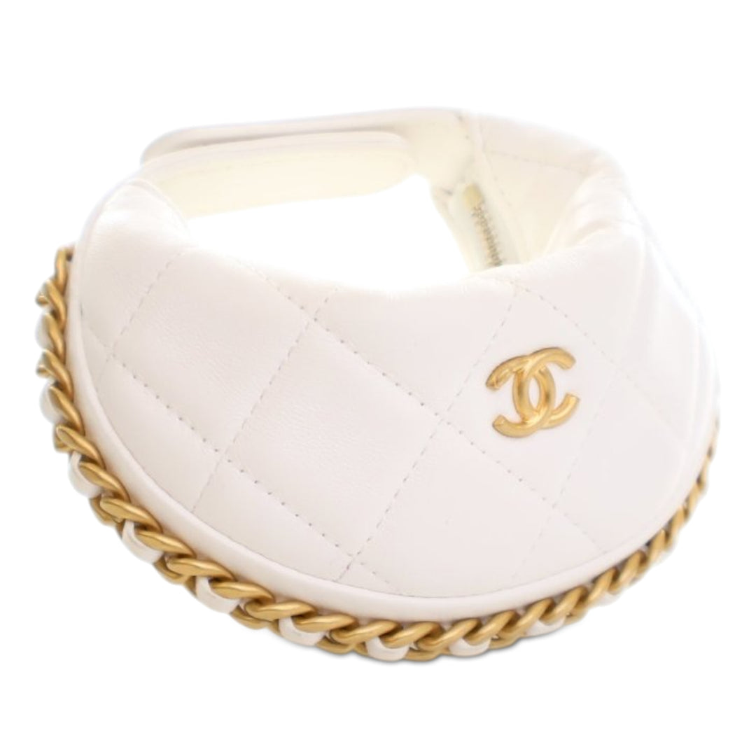 Chanel Mini brillant Crumpled Matelassé Cuir d’agneau Sac rond à chaîne Pochette