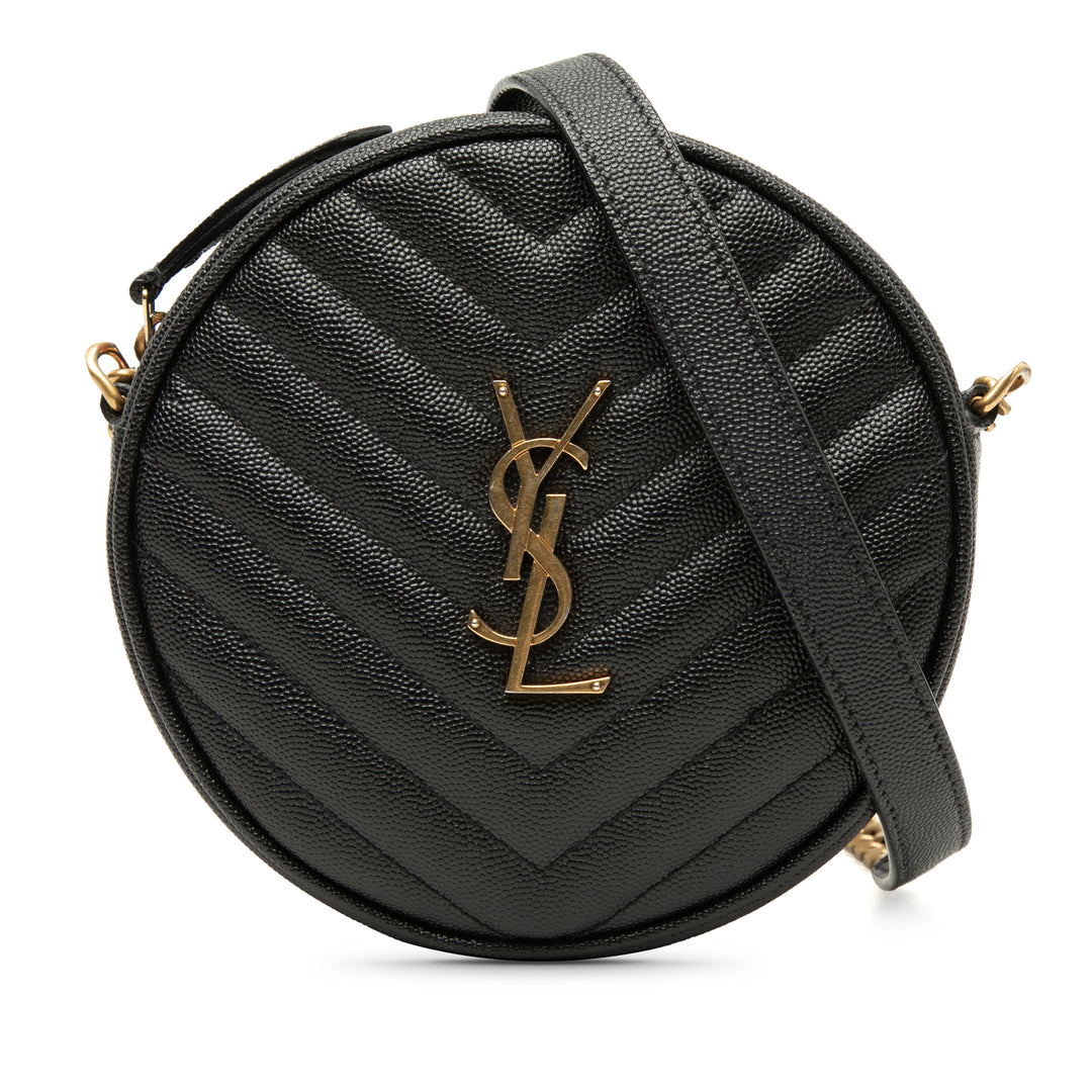 Saint Laurent Chevron Grain De Poudre Rond Vinyle Sac caméra